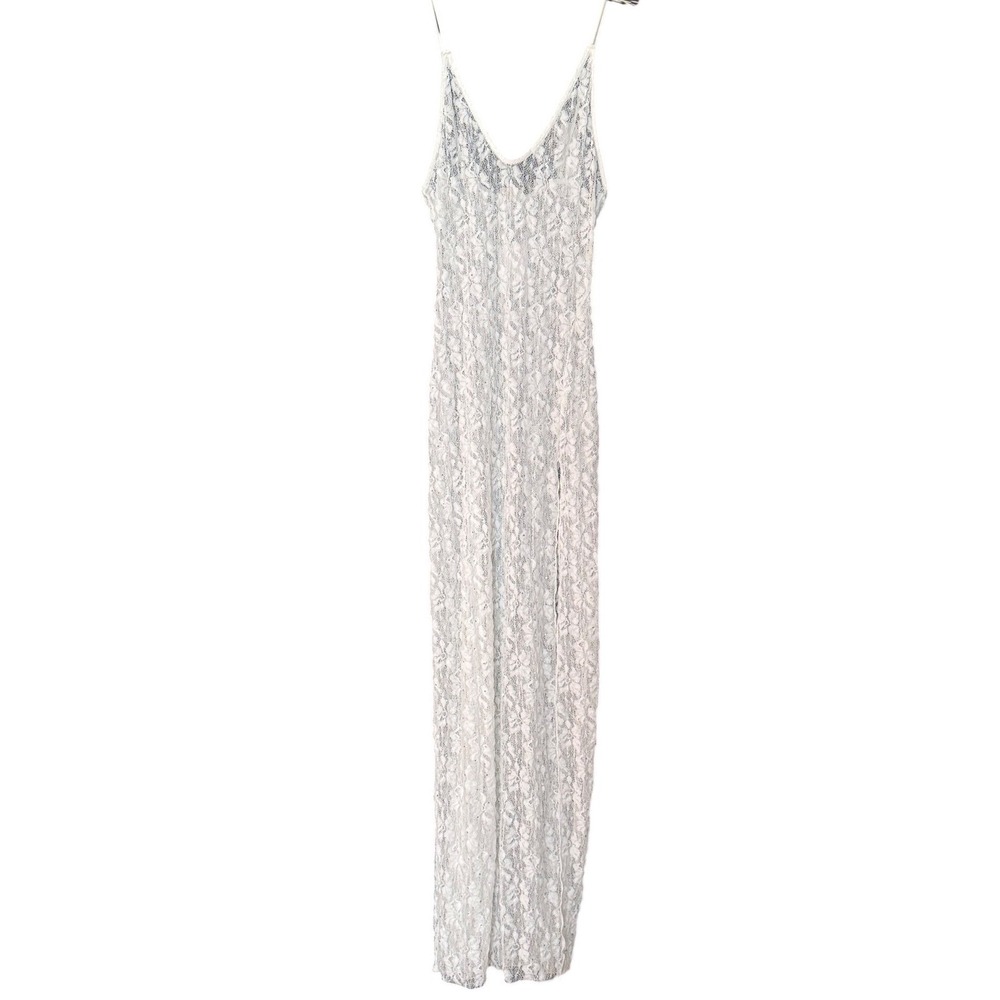 NWT Intimately Free People Ivory Floral Lace Sequin Maxi Slip Dress Size Small